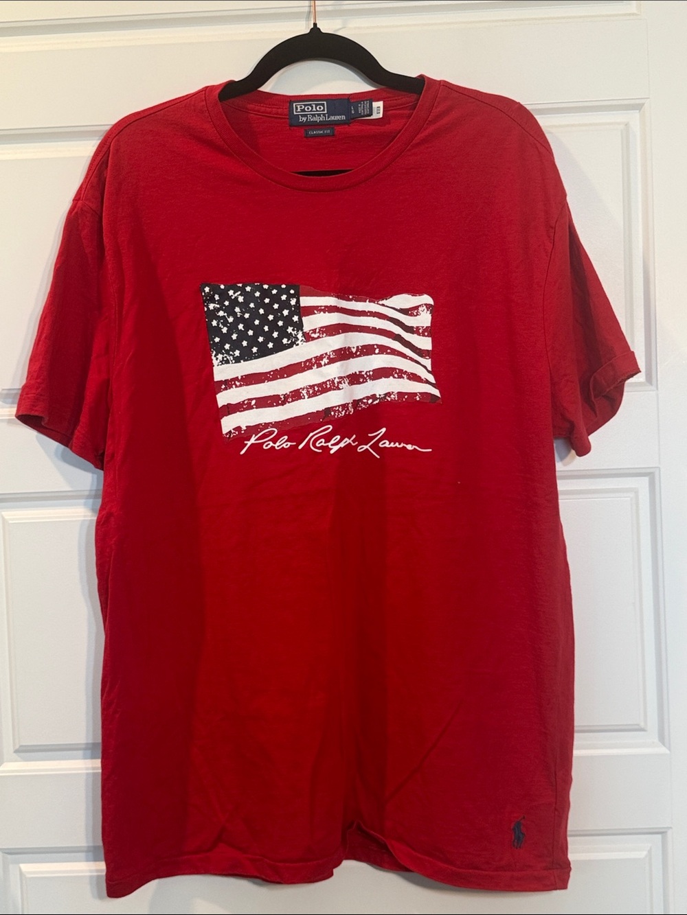 Polo Ralph Lauren American Flag Jersey Red Cotton T Shirt Men’s large - Picture 2 of 5